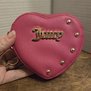 Juicy Couture Pink Heart-Shaped Change Purse Wallet